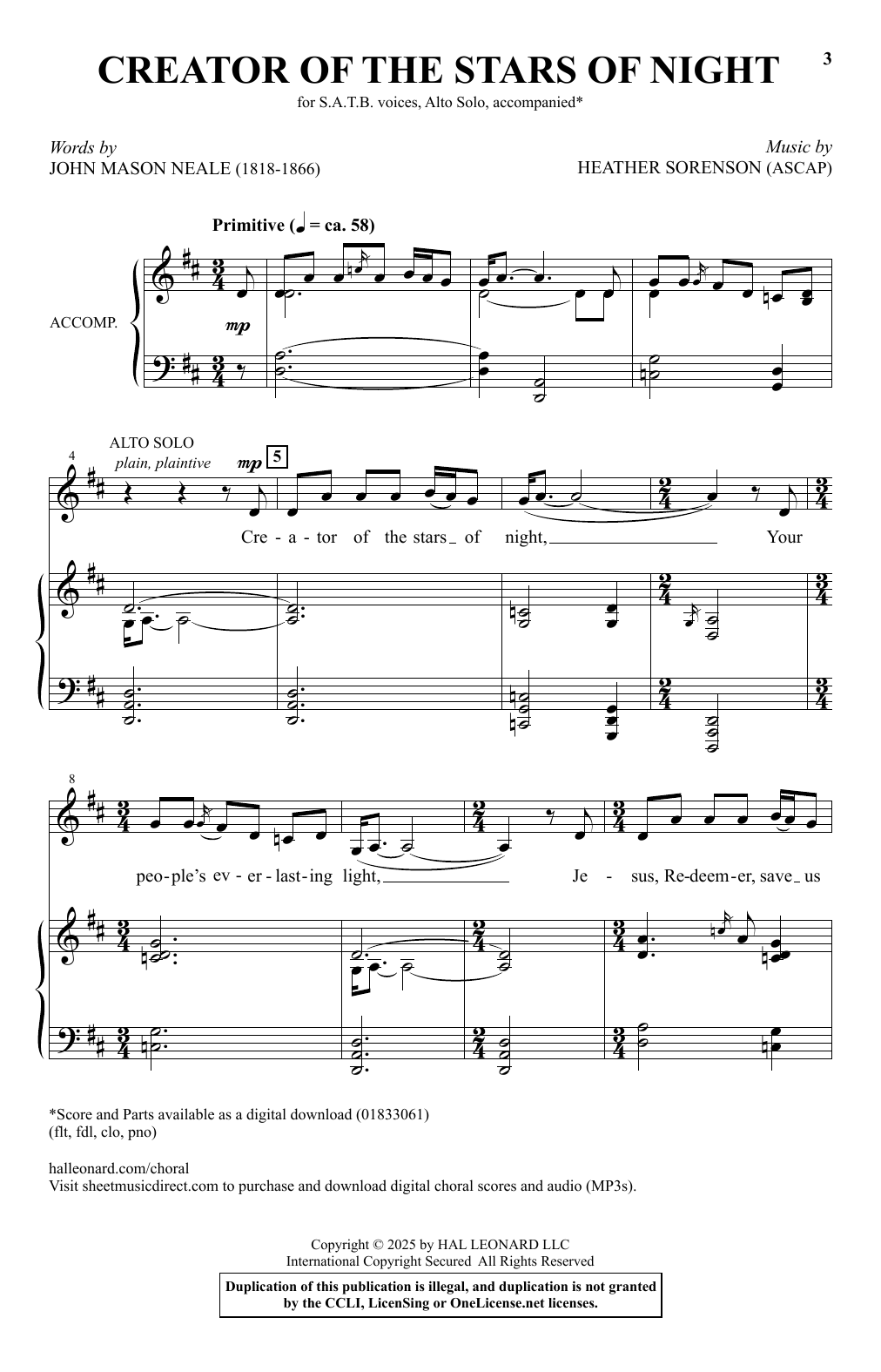 Download Heather Sorenson Creator Of The Stars Of Night Sheet Music and learn how to play SATB Choir PDF digital score in minutes