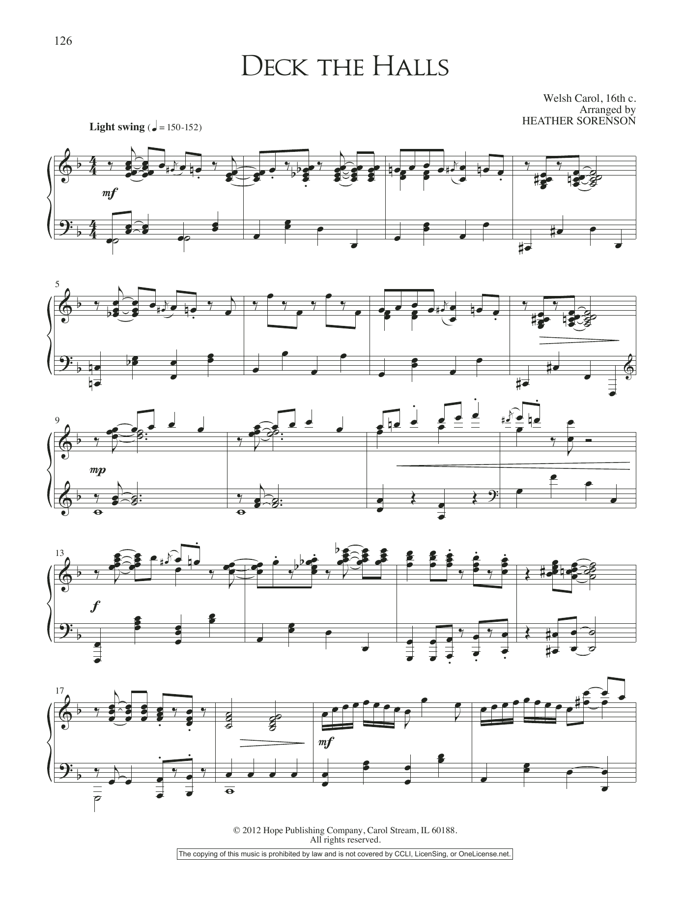 Download Heather Sorenson Deck the Halls Sheet Music and learn how to play Piano Solo PDF digital score in minutes