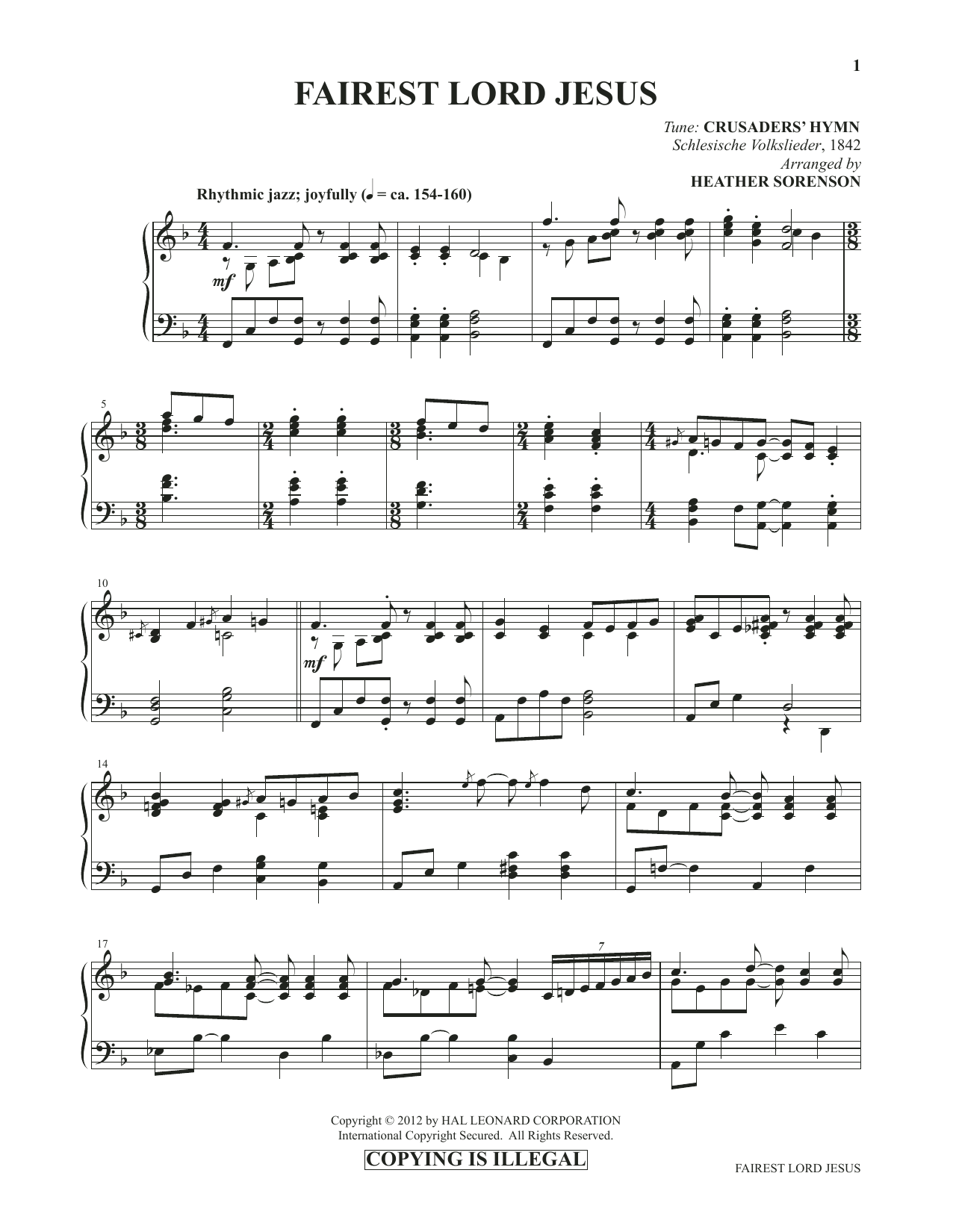Download Heather Sorenson Fairest Lord Jesus (from Images: Sacred Piano Reflections) Sheet Music and learn how to play Piano Solo PDF digital score in minutes