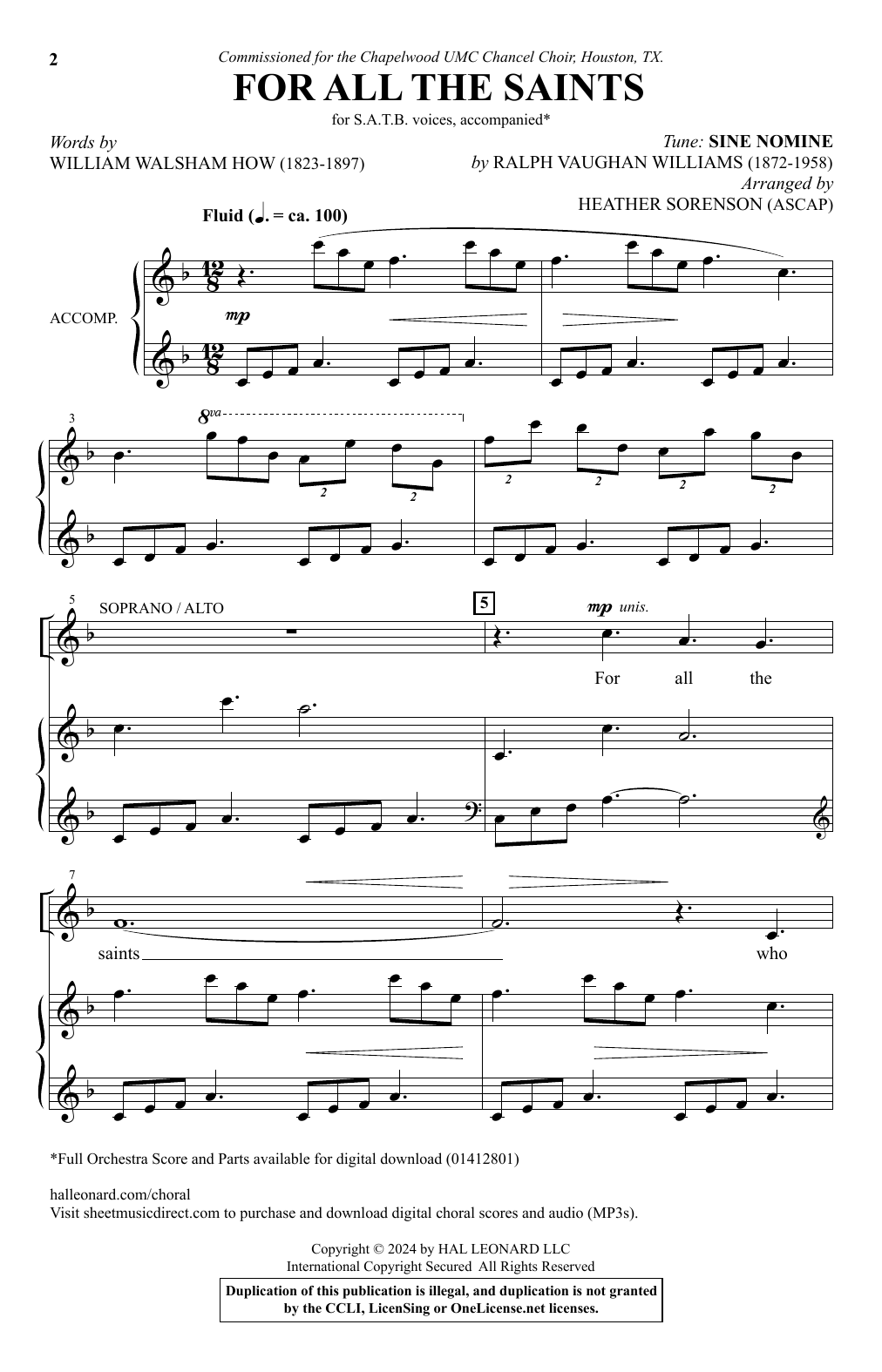 Download Heather Sorenson For All The Saints Sheet Music and learn how to play SATB Choir PDF digital score in minutes