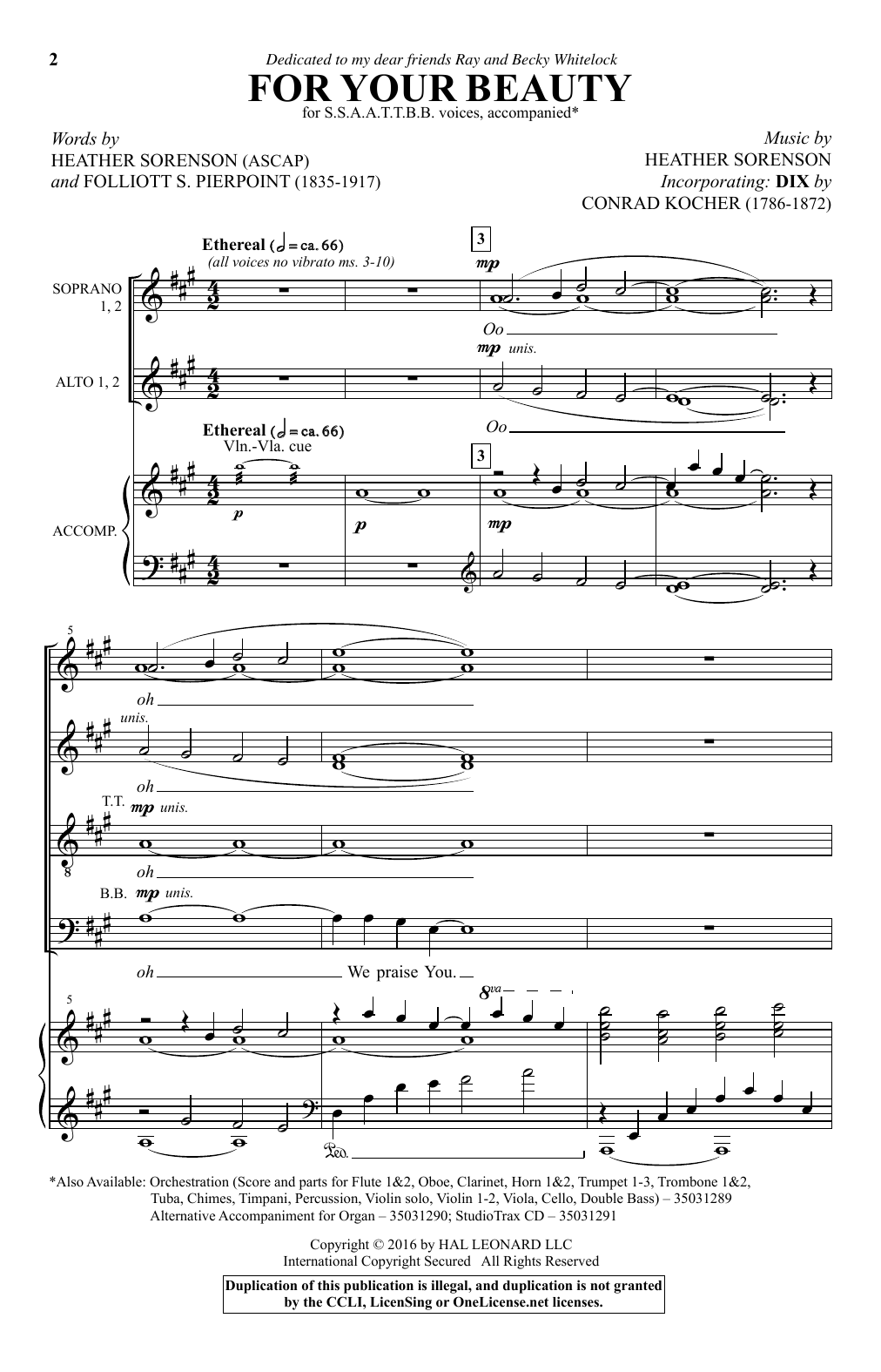 Download Heather Sorenson For Your Beauty Sheet Music and learn how to play SATB PDF digital score in minutes