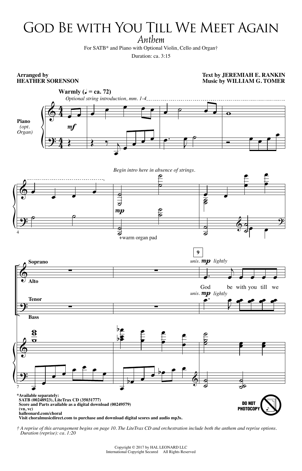 Download Heather Sorenson God Be With You Till We Meet Again Sheet Music and learn how to play SATB PDF digital score in minutes