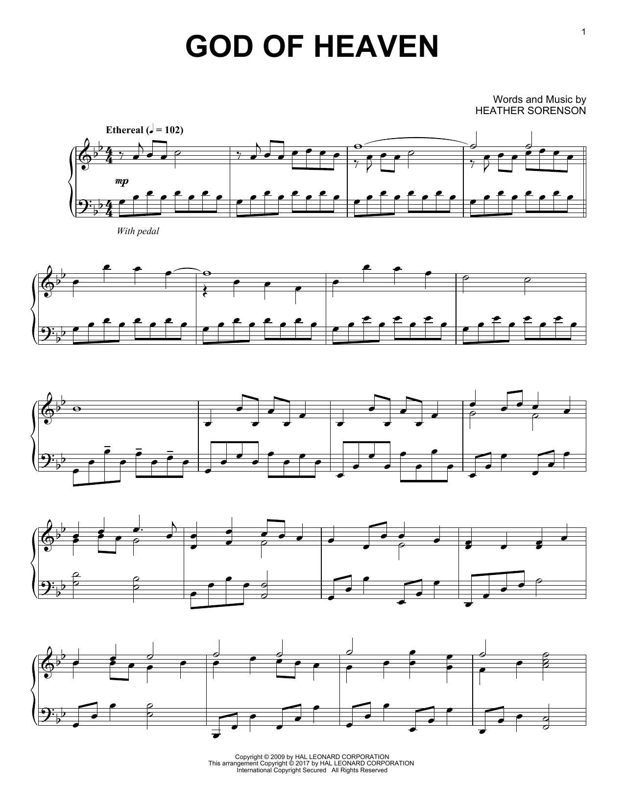 Download Heather Sorenson God Of Heaven Sheet Music and learn how to play Piano PDF digital score in minutes