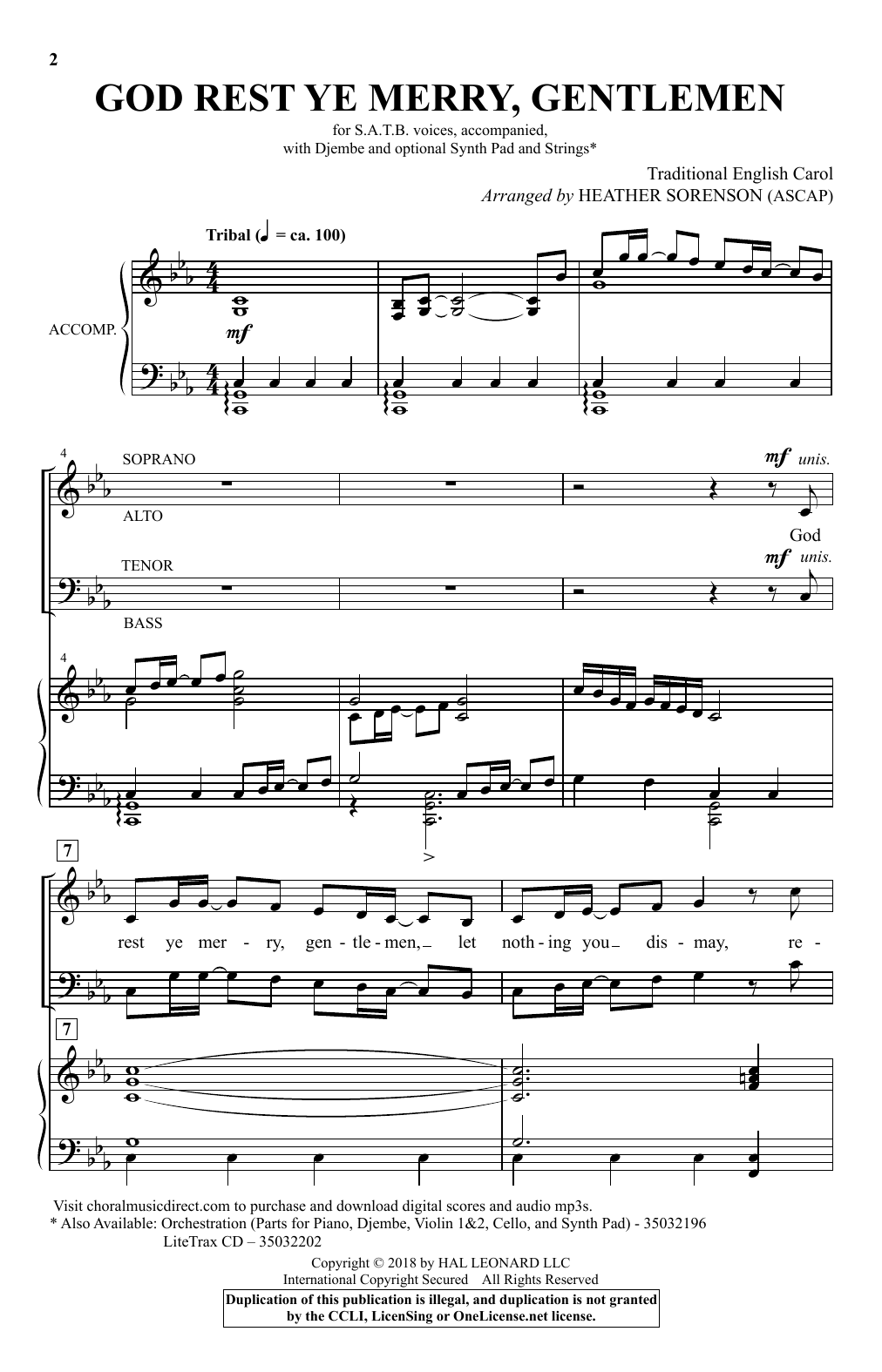 Download Heather Sorenson God Rest Ye Merry, Gentlemen Sheet Music and learn how to play SATB Choir PDF digital score in minutes