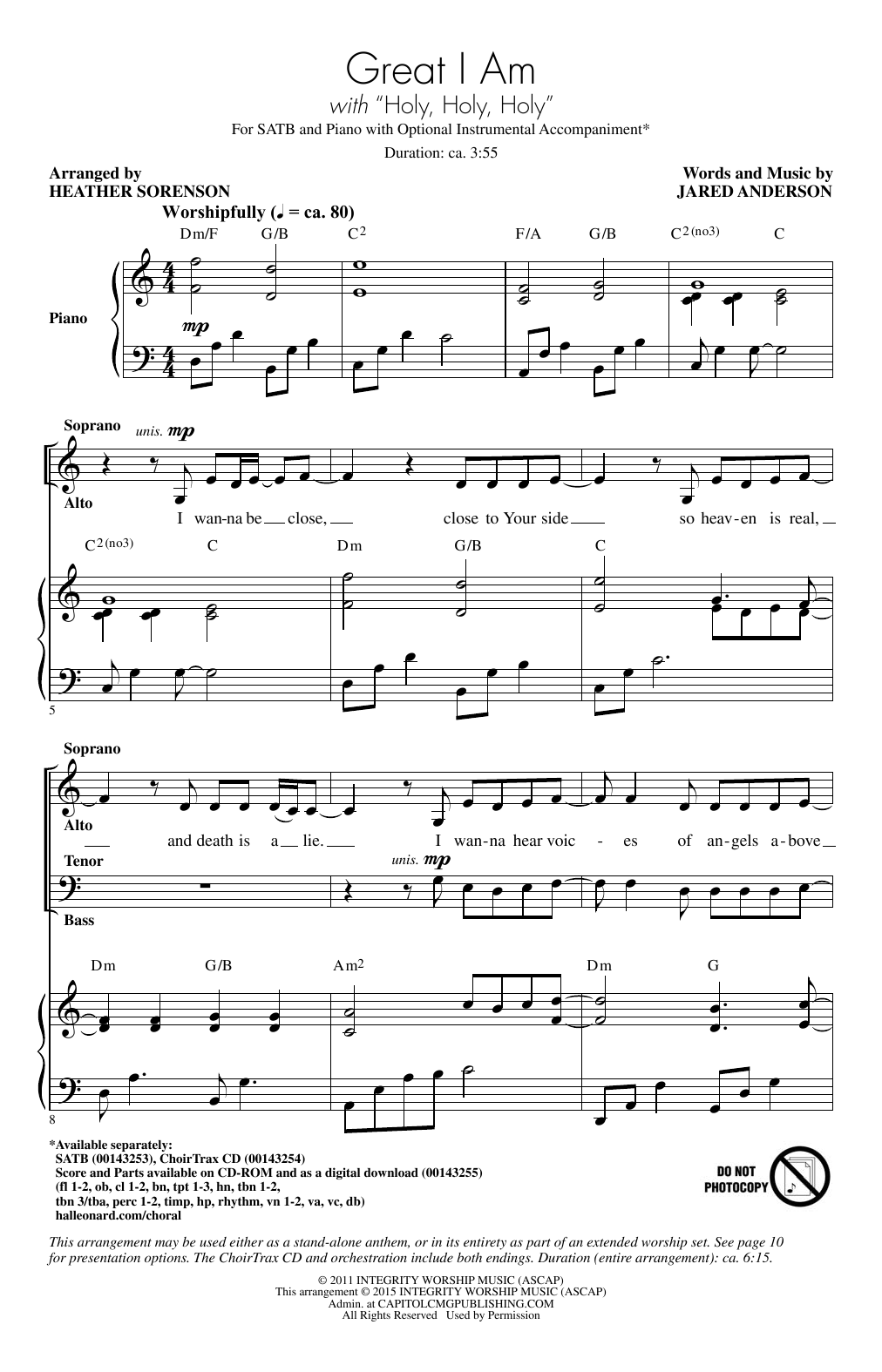 Download Heather Sorenson Great I Am Sheet Music and learn how to play SATB PDF digital score in minutes