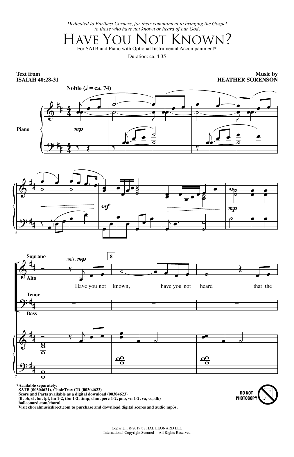 Download Heather Sorenson Have You Not Known? Sheet Music and learn how to play SATB Choir PDF digital score in minutes
