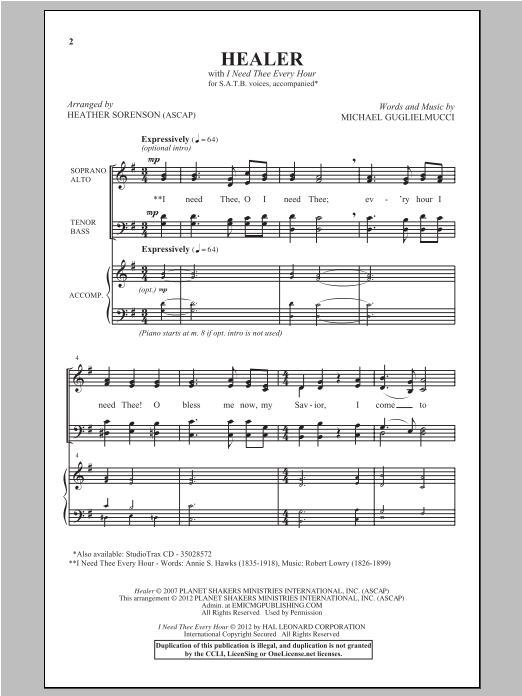 Download Heather Sorenson Healer Sheet Music and learn how to play SATB PDF digital score in minutes