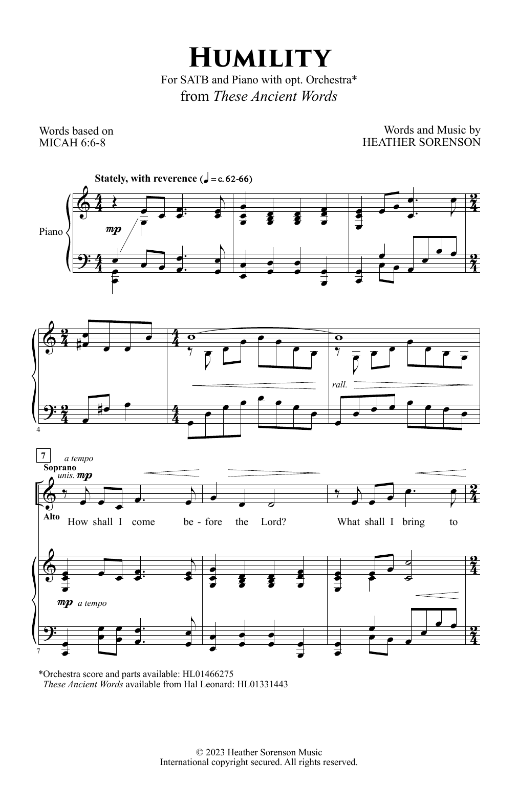 Download Heather Sorenson Humility Sheet Music and learn how to play SATB Choir PDF digital score in minutes