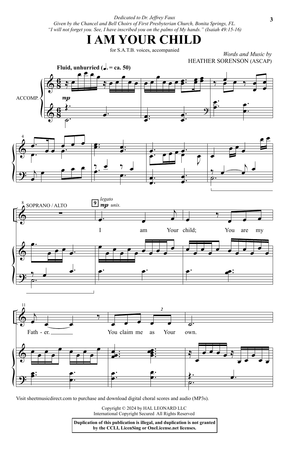 Download Heather Sorenson I Am Your Child Sheet Music and learn how to play SATB Choir PDF digital score in minutes