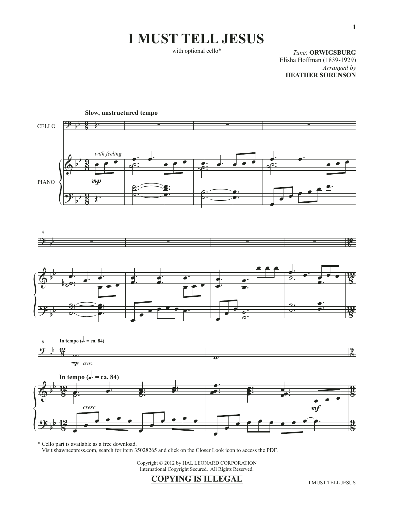 Download Heather Sorenson I Must Tell Jesus (from Images: Sacred Piano Reflections) Sheet Music and learn how to play Piano Solo PDF digital score in minutes