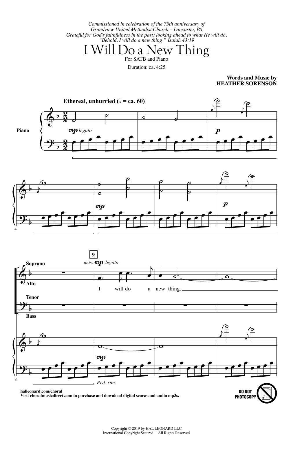 Download Heather Sorenson I Will Do A New Thing Sheet Music and learn how to play SATB Choir PDF digital score in minutes