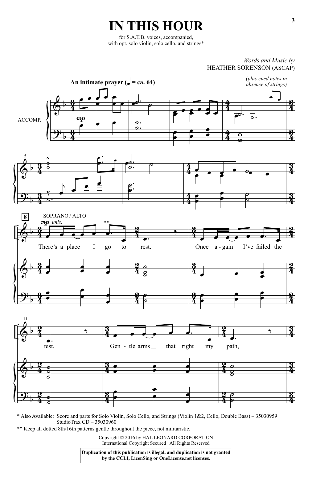 Download Heather Sorenson In This Hour Sheet Music and learn how to play SATB PDF digital score in minutes