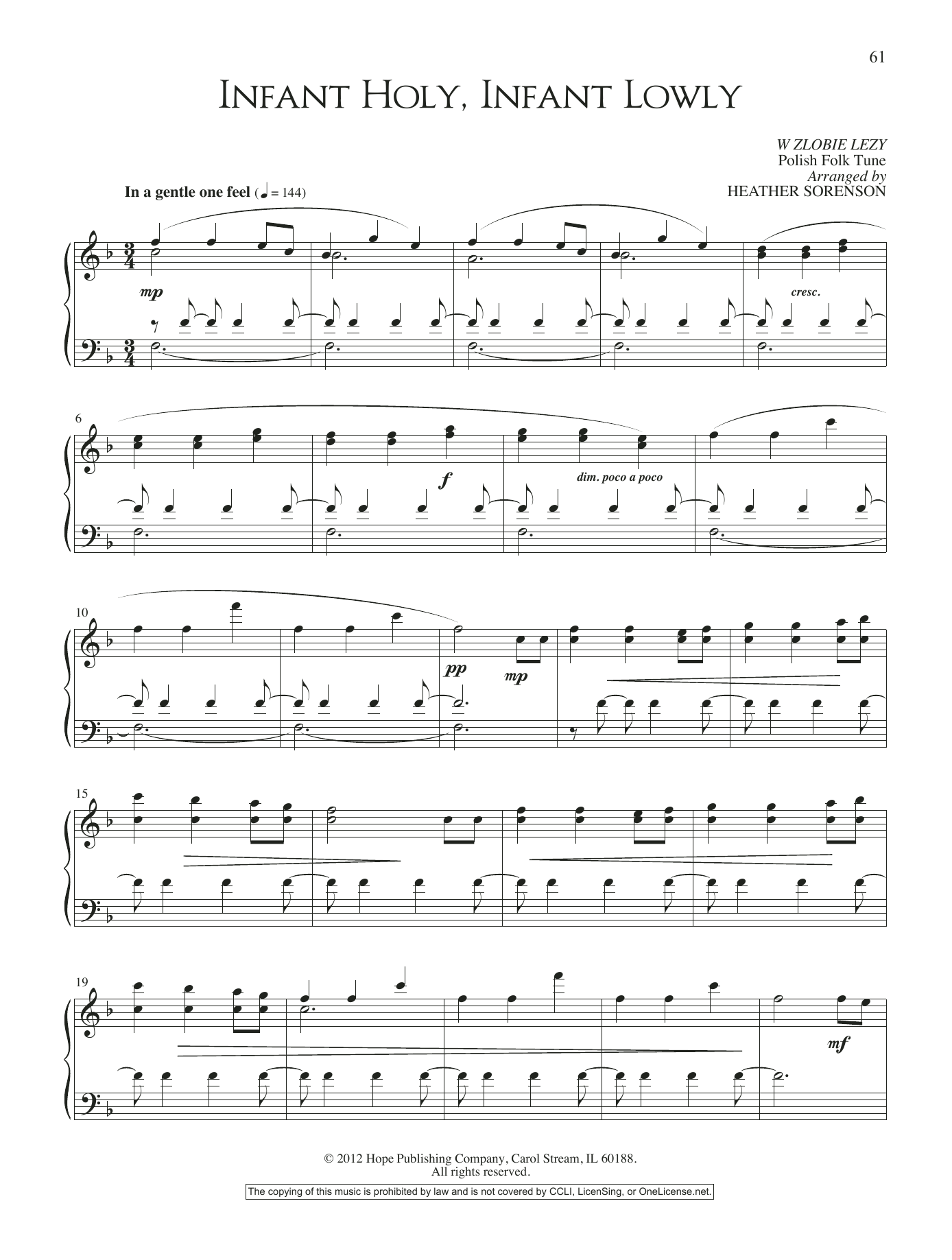 Download Heather Sorenson Infant Holy, Infant Lowly Sheet Music and learn how to play Piano Solo PDF digital score in minutes