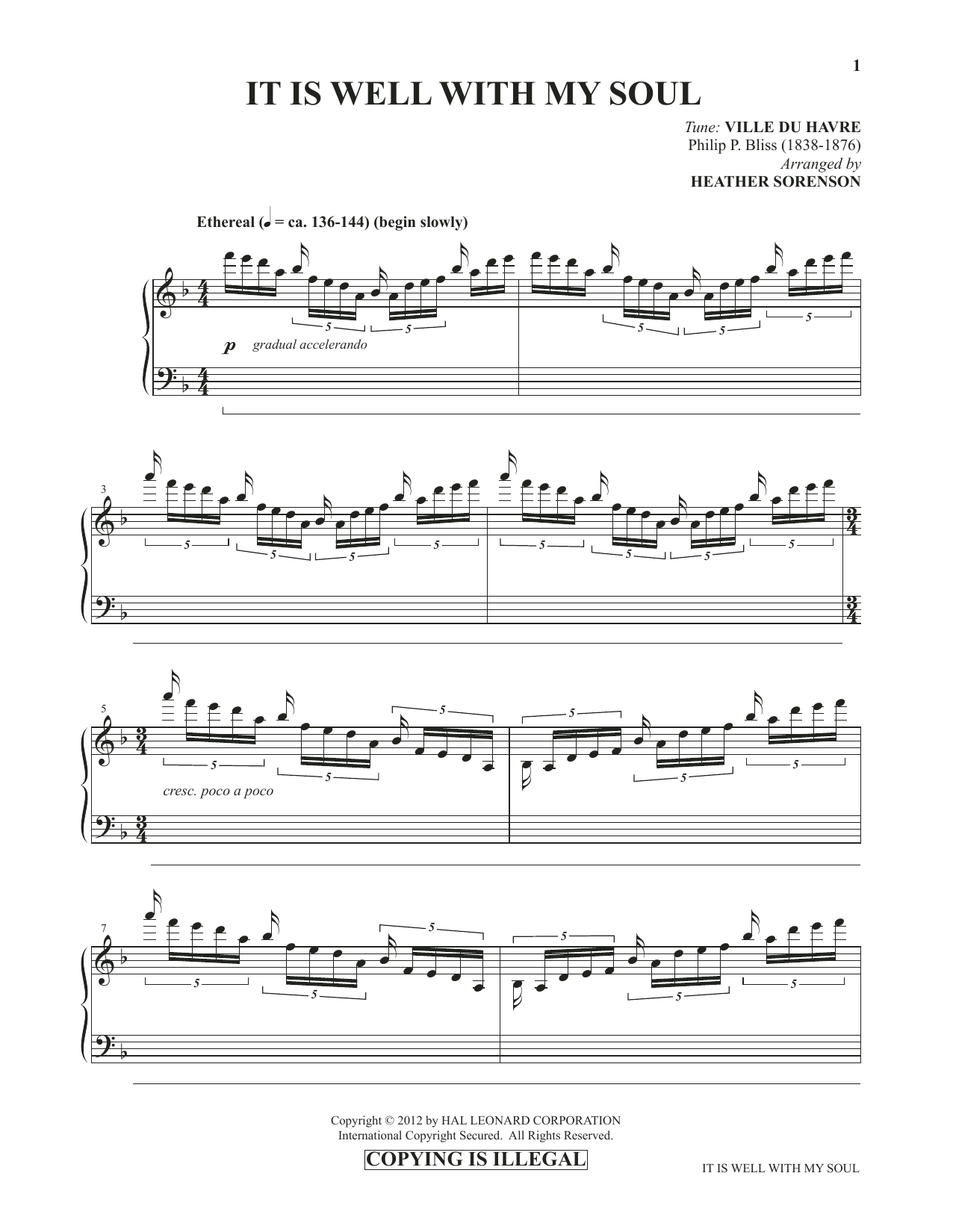 Download Heather Sorenson It Is Well With My Soul (from Images: Sacred Piano Reflections) Sheet Music and learn how to play Piano Solo PDF digital score in minutes