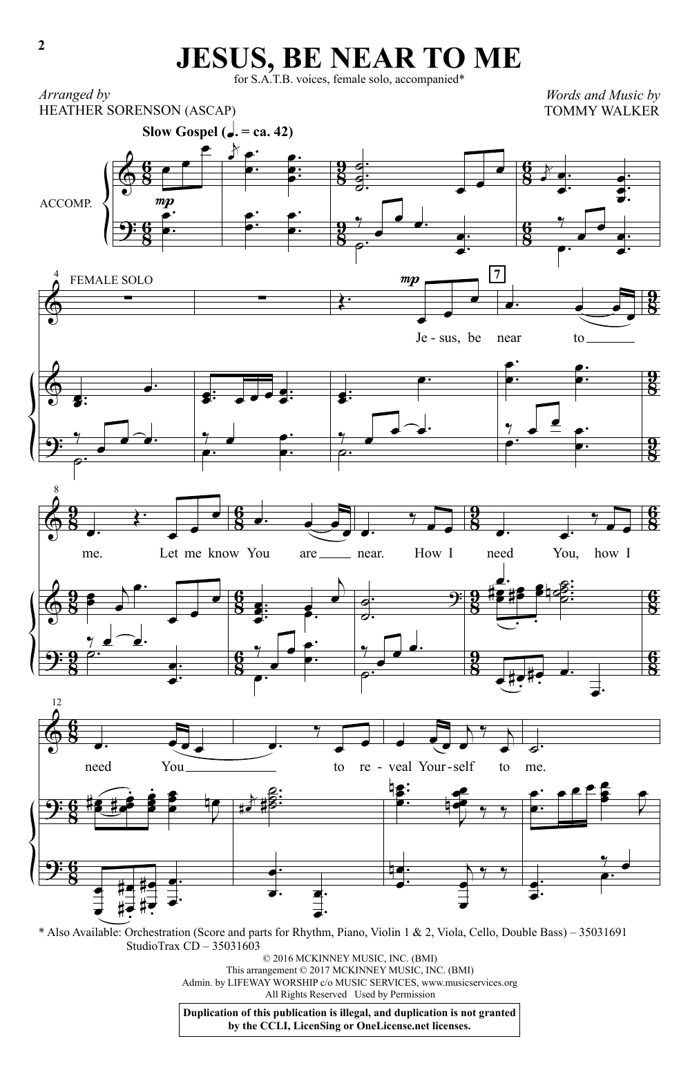Download Heather Sorenson Jesus, Be Near To Me Sheet Music and learn how to play SATB PDF digital score in minutes