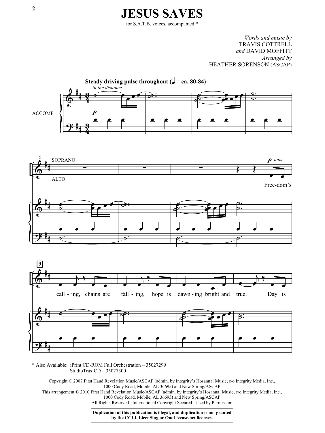 Download Heather Sorenson Jesus Saves Sheet Music and learn how to play SATB PDF digital score in minutes