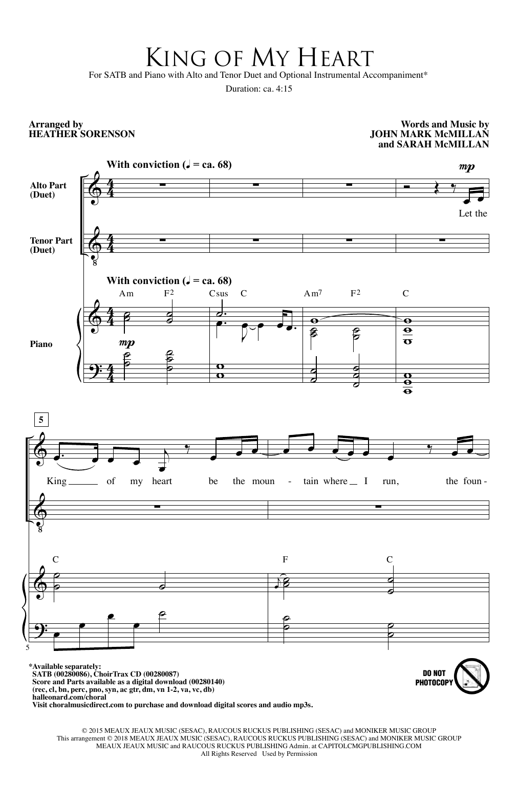 Download Heather Sorenson King Of My Heart Sheet Music and learn how to play SATB Choir PDF digital score in minutes