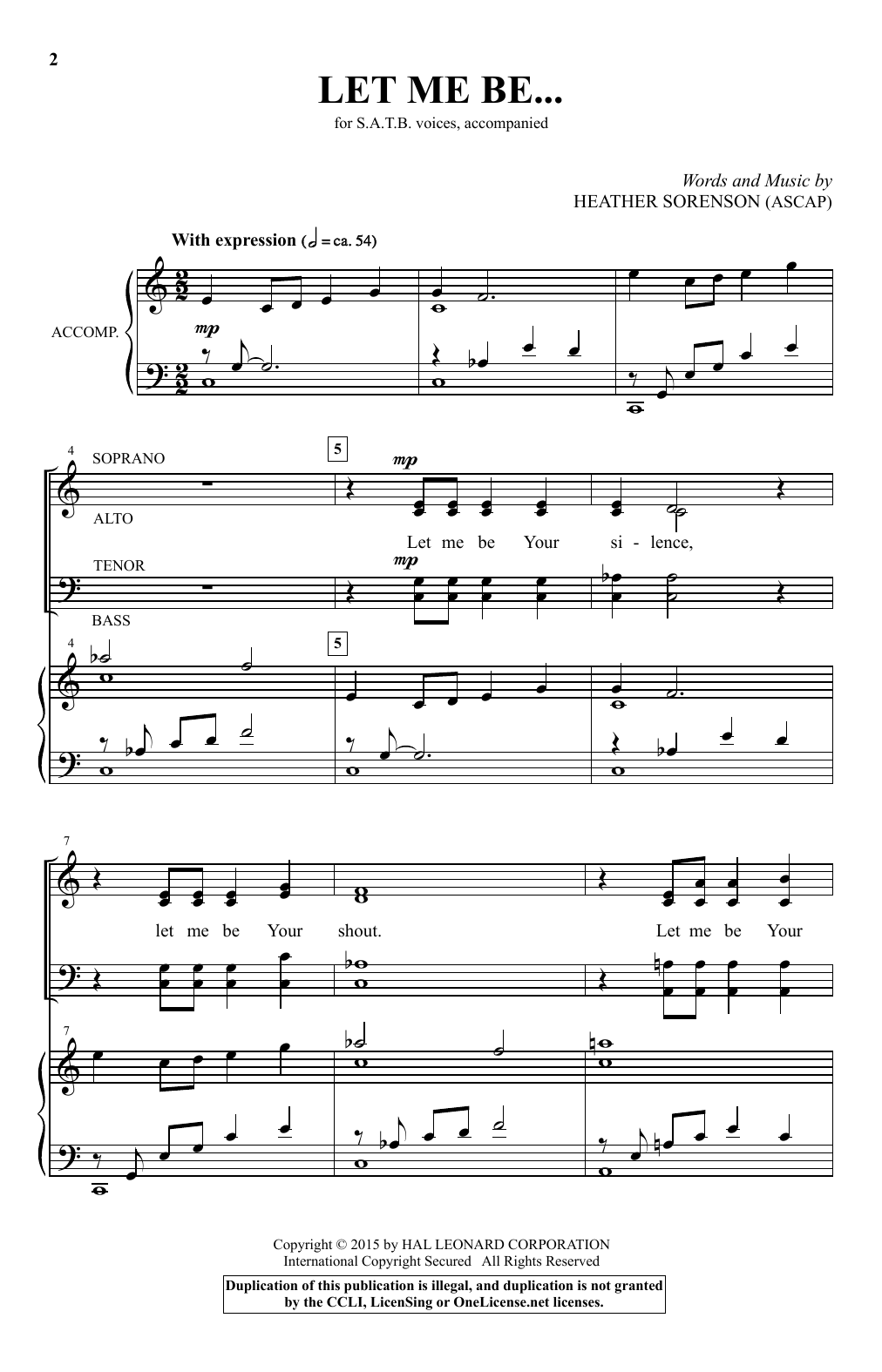 Download Heather Sorenson Let Me Be... Sheet Music and learn how to play SATB PDF digital score in minutes