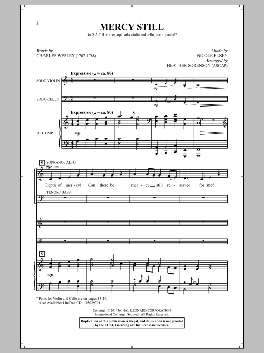 Download Heather Sorenson Mercy Still Sheet Music and learn how to play Choral PDF digital score in minutes