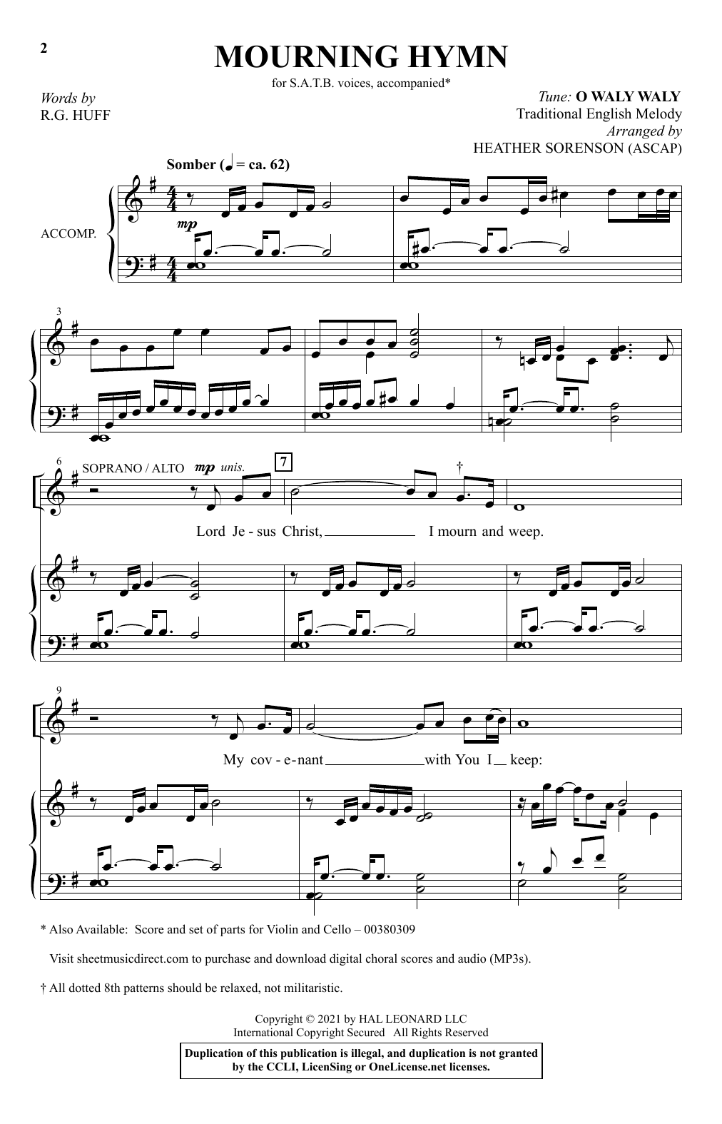 Download Heather Sorenson Mourning Hymn Sheet Music and learn how to play SATB Choir PDF digital score in minutes