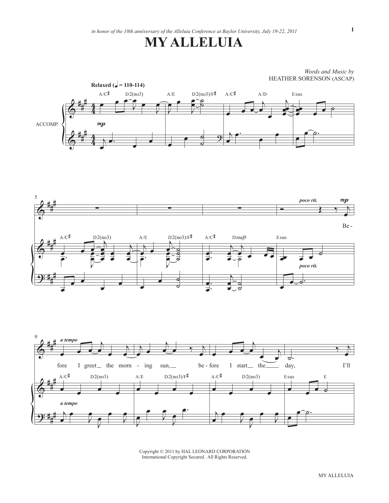 Download Heather Sorenson My Alleluia (from My Alleluia: Vocal Solos for Worship) Sheet Music and learn how to play Piano & Vocal PDF digital score in minutes