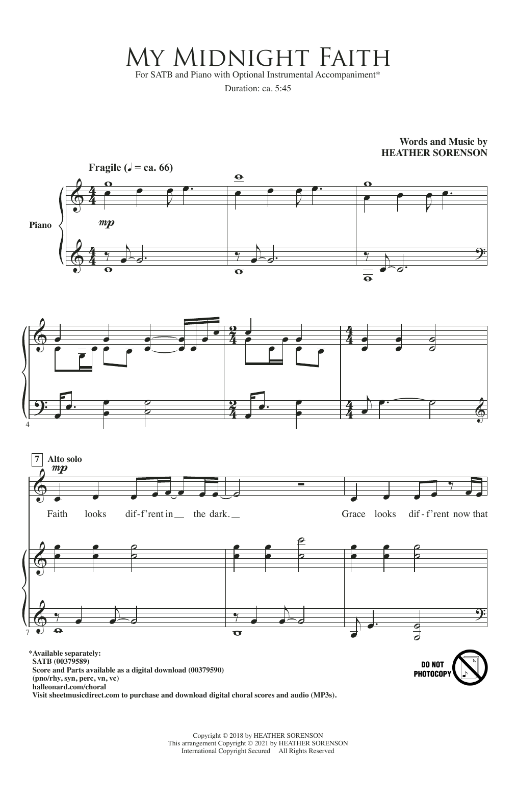 Download Heather Sorenson My Midnight Faith Sheet Music and learn how to play SATB Choir PDF digital score in minutes