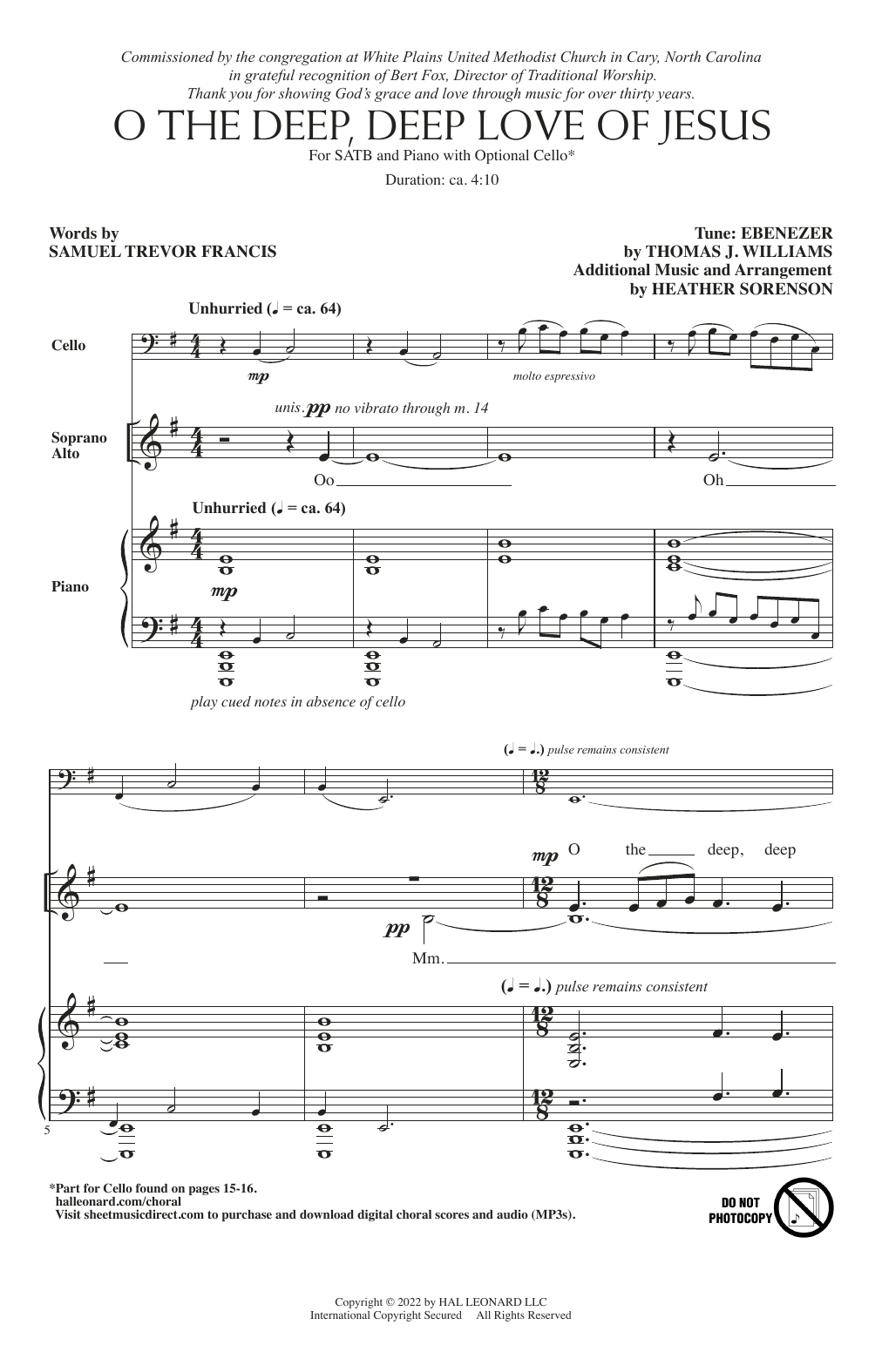 Download Heather Sorenson O The Deep, Deep Love Of Jesus Sheet Music and learn how to play SATB Choir PDF digital score in minutes