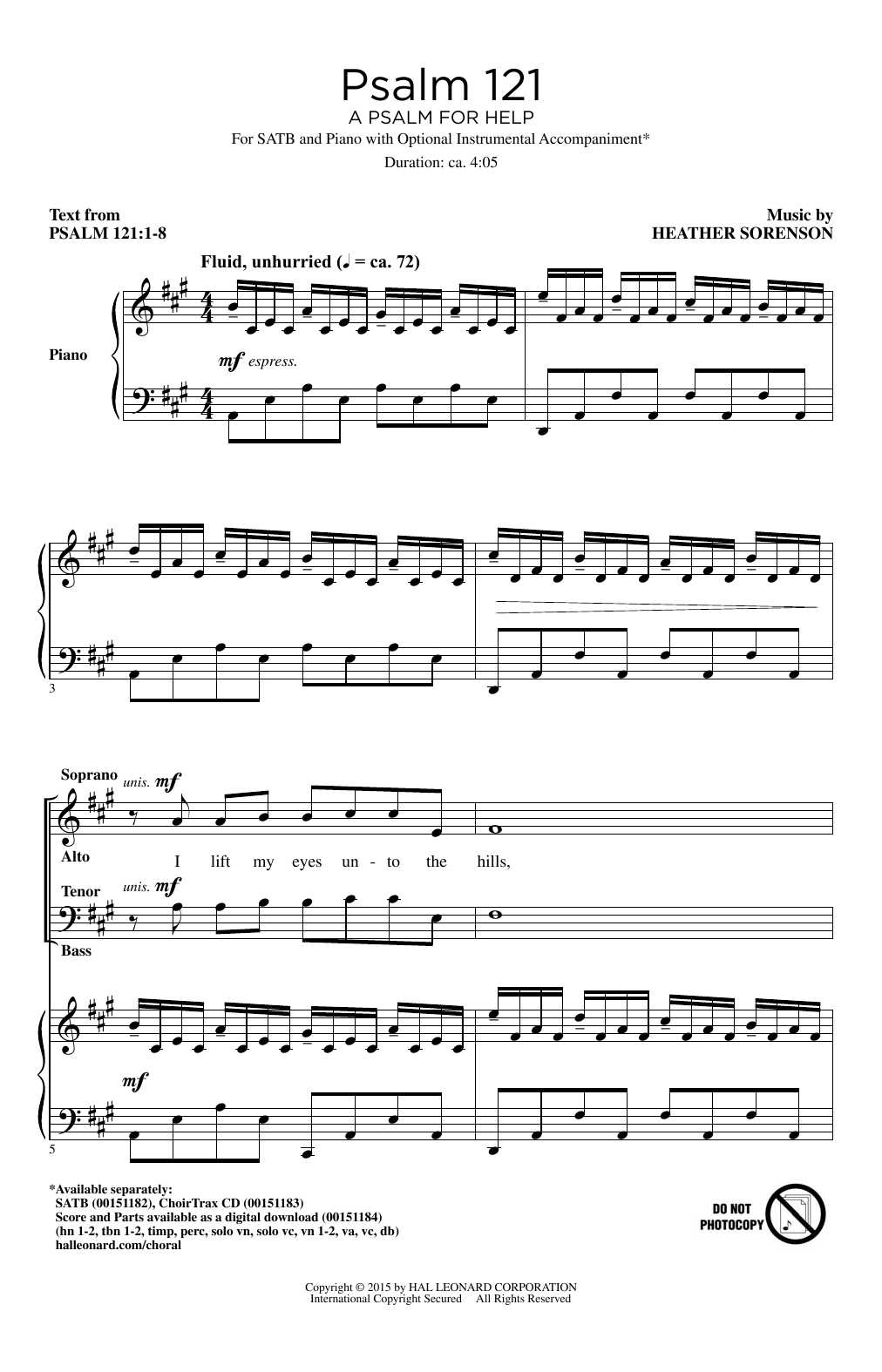 Download Heather Sorenson Psalm 121 (A Psalm For Help) Sheet Music and learn how to play SATB PDF digital score in minutes