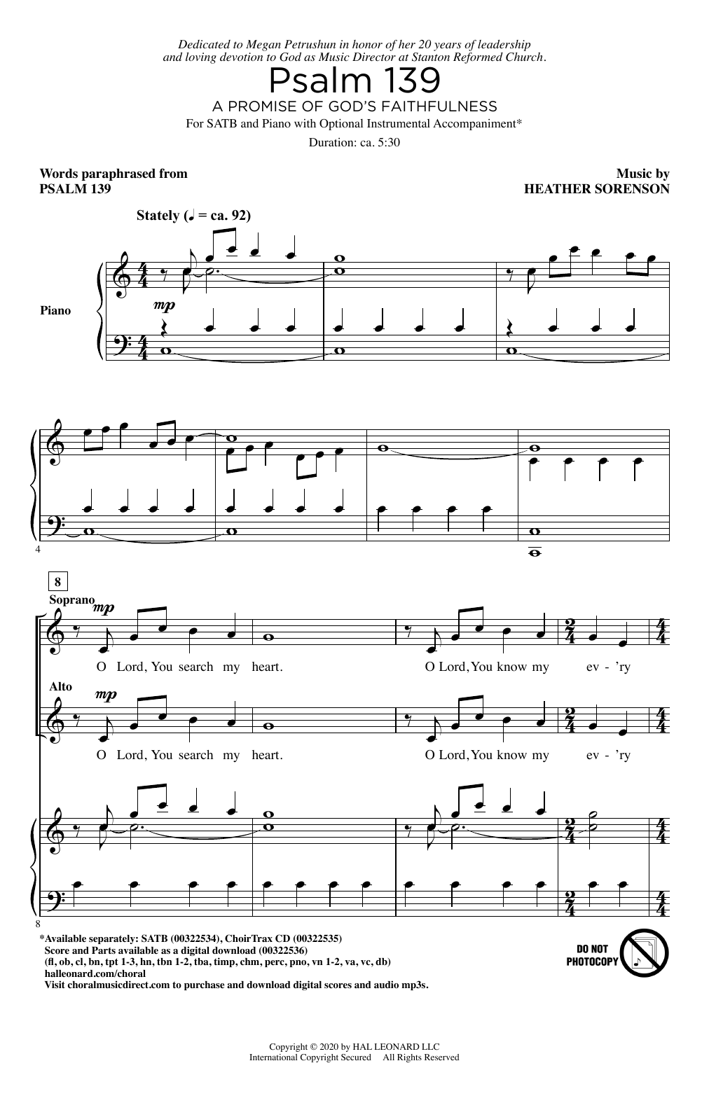 Download Heather Sorenson Psalm 139 (A Promise of God's Faithfulness) Sheet Music and learn how to play SATB Choir PDF digital score in minutes