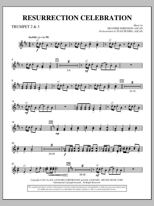 Download Heather Sorenson Resurrection Celebration - Bb Trumpet 2,3 Sheet Music and learn how to play Choir Instrumental Pak PDF digital score in minutes