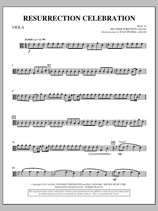 Download Heather Sorenson Resurrection Celebration - Viola Sheet Music and learn how to play Choir Instrumental Pak PDF digital score in minutes