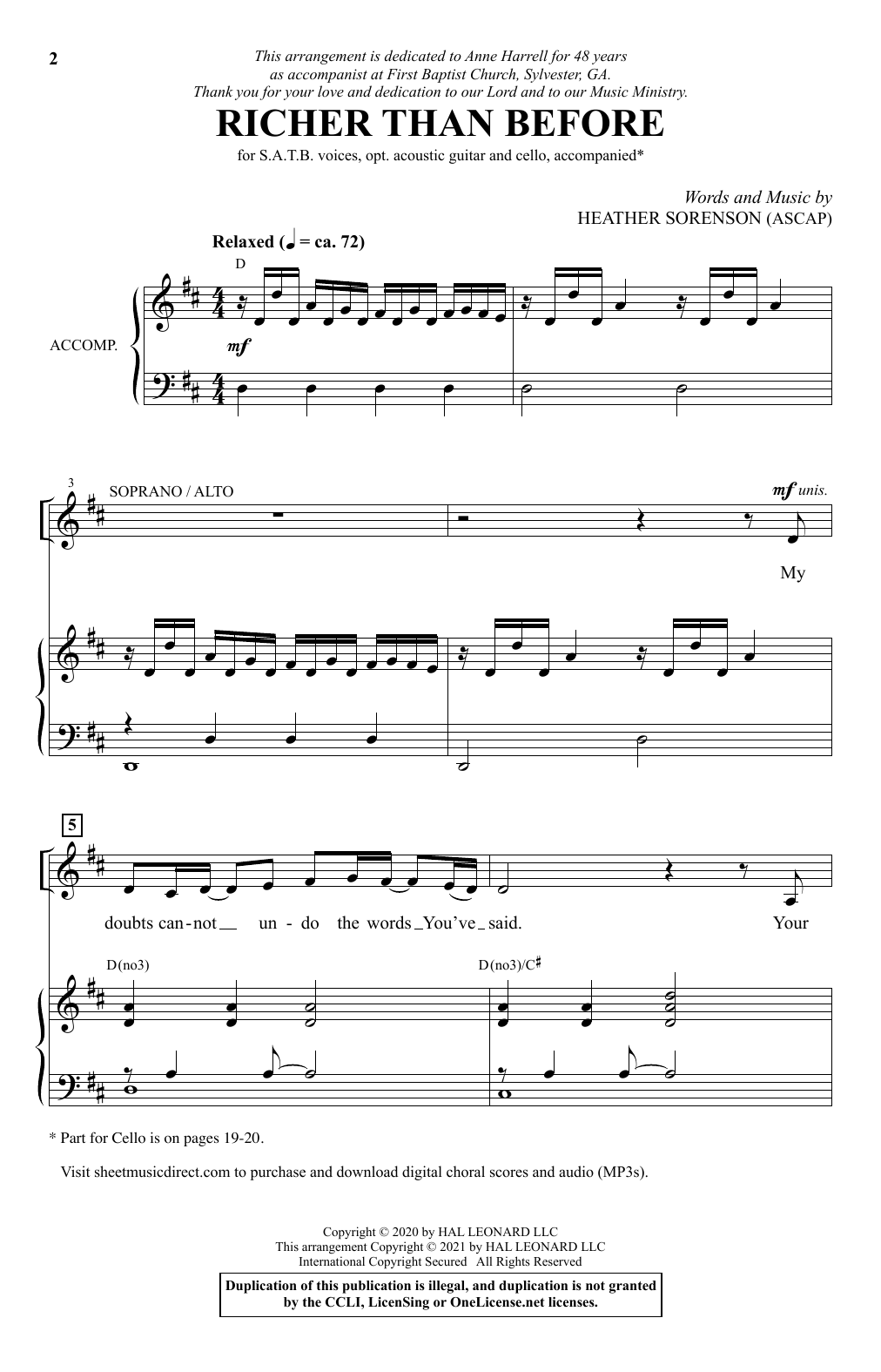 Download Heather Sorenson Richer Than Before Sheet Music and learn how to play SATB Choir PDF digital score in minutes