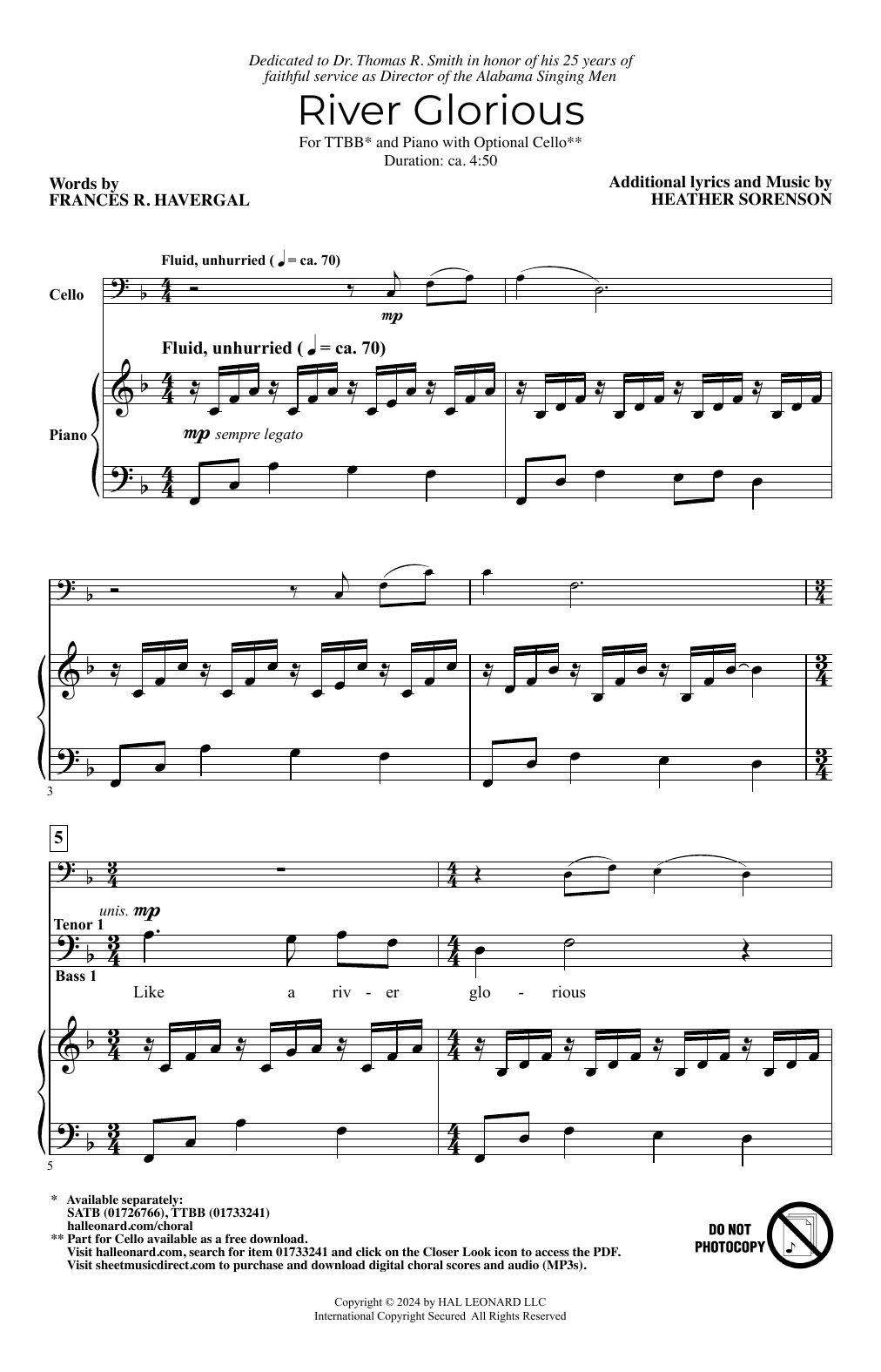 Download Heather Sorenson River Glorious Sheet Music and learn how to play SATB Choir PDF digital score in minutes