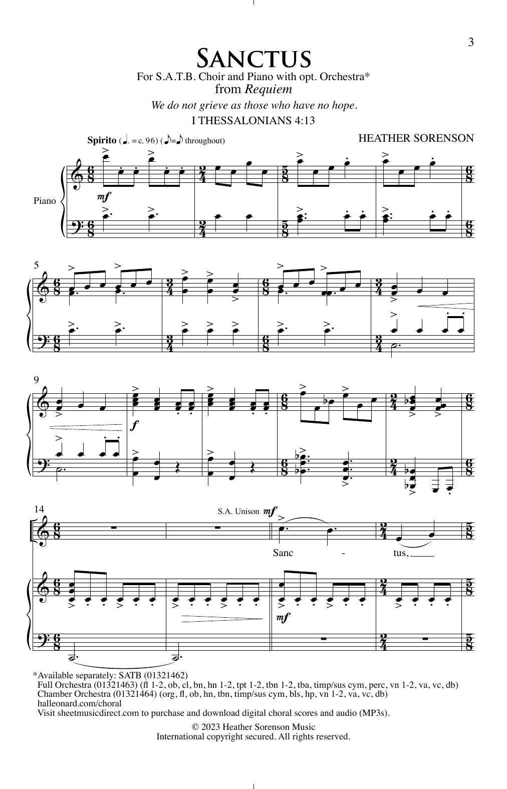 Download Heather Sorenson Sanctus Sheet Music and learn how to play SATB Choir PDF digital score in minutes