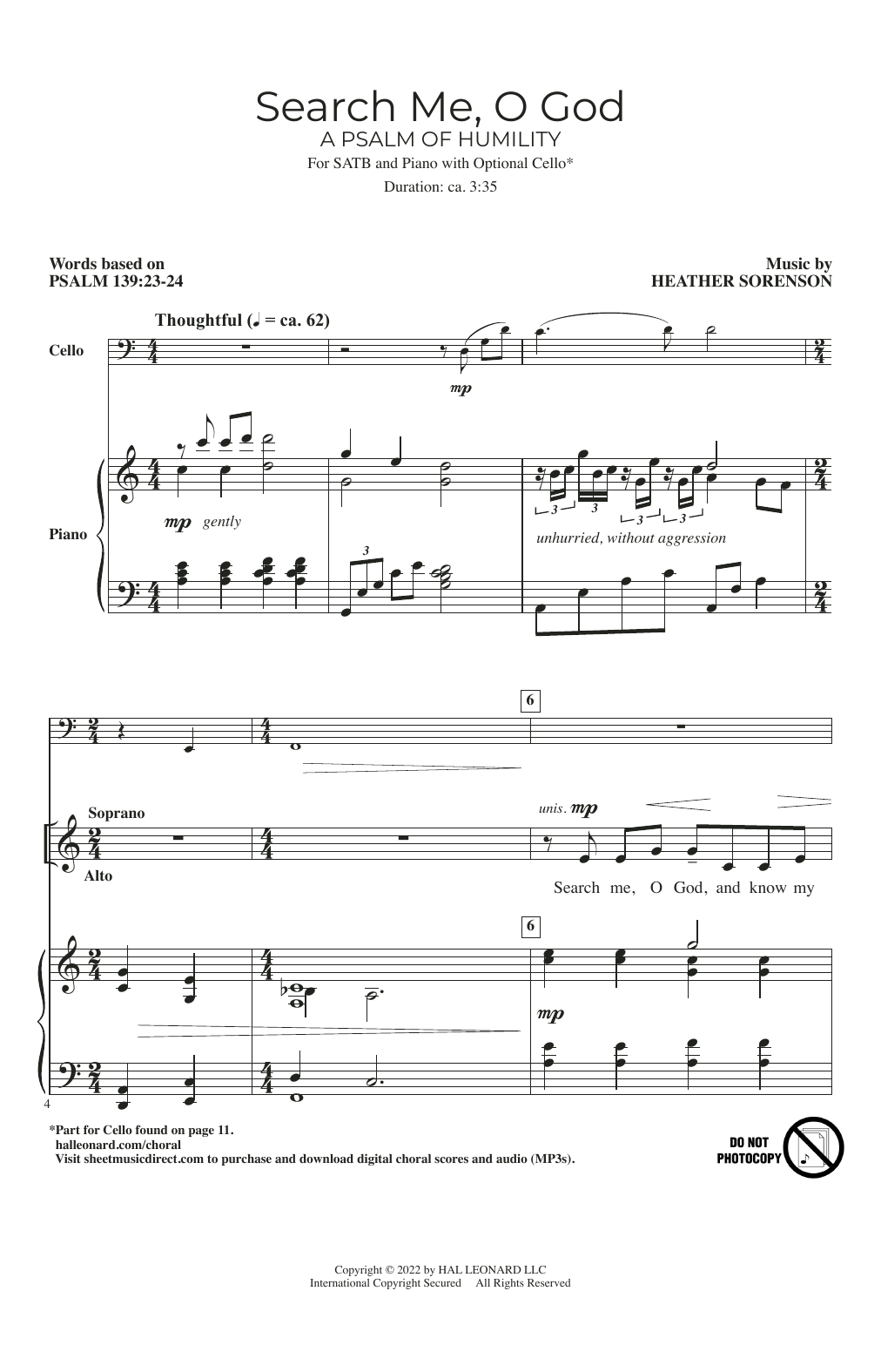 Download Heather Sorenson Search Me, O God (A Psalm Of Humility) Sheet Music and learn how to play SATB Choir PDF digital score in minutes