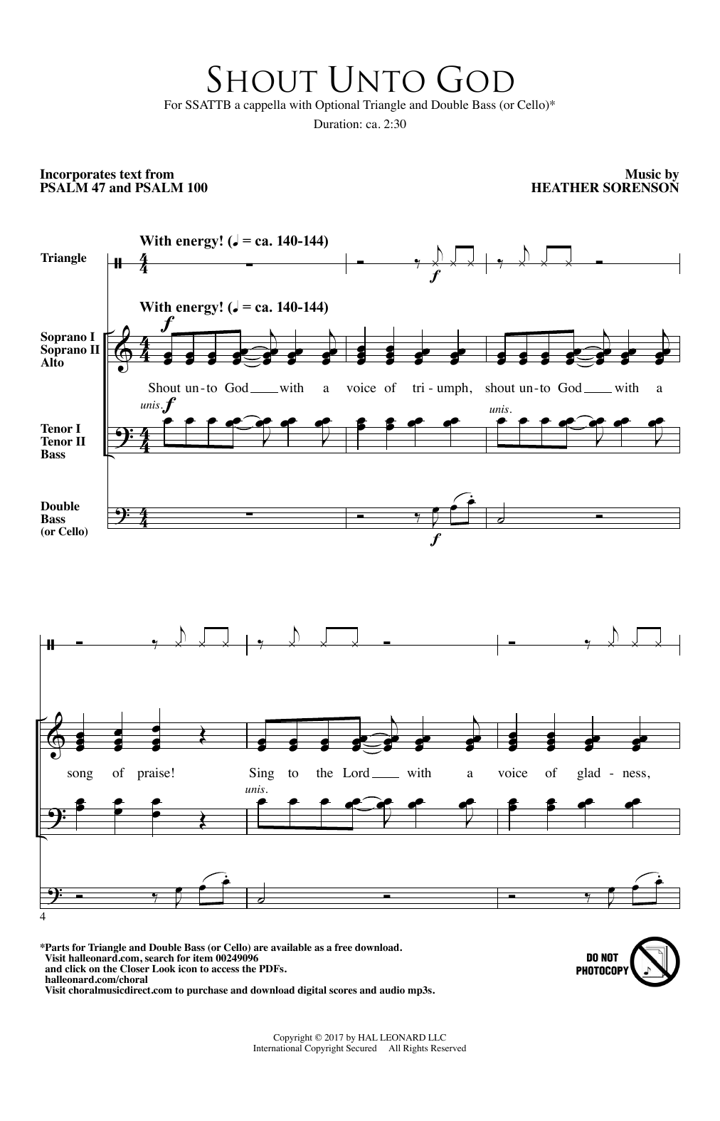 Download Heather Sorenson Shout Unto God Sheet Music and learn how to play SATB PDF digital score in minutes