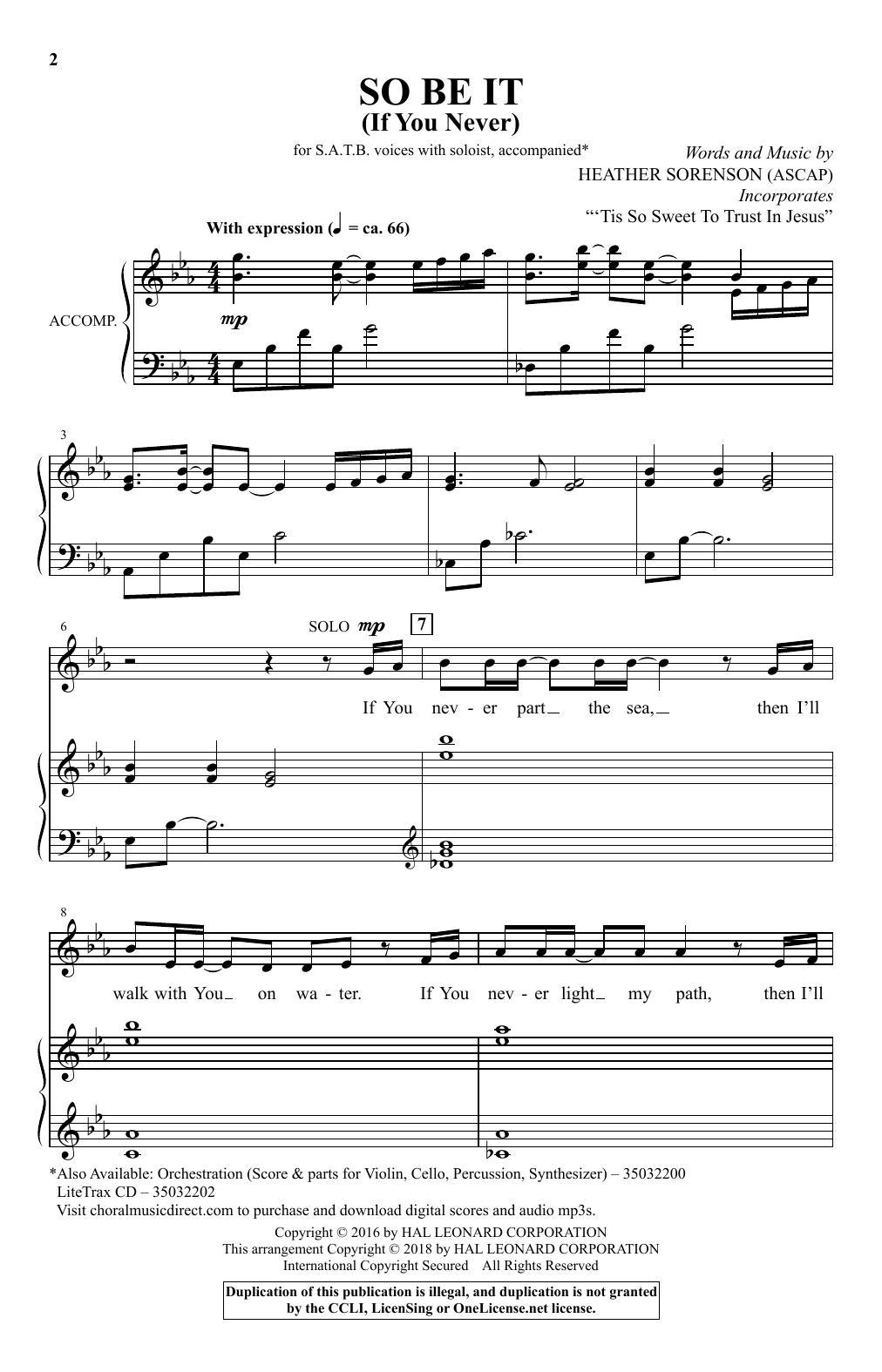 Download Heather Sorenson So Be It (If You Never) Sheet Music and learn how to play SATB Choir PDF digital score in minutes