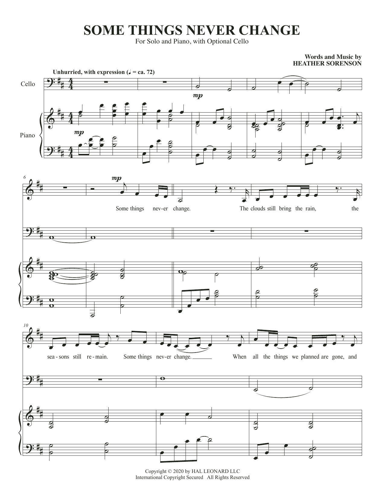 Download Heather Sorenson Some Things Never Change (for Low Voice and Cello) Sheet Music and learn how to play Piano & Vocal PDF digital score in minutes