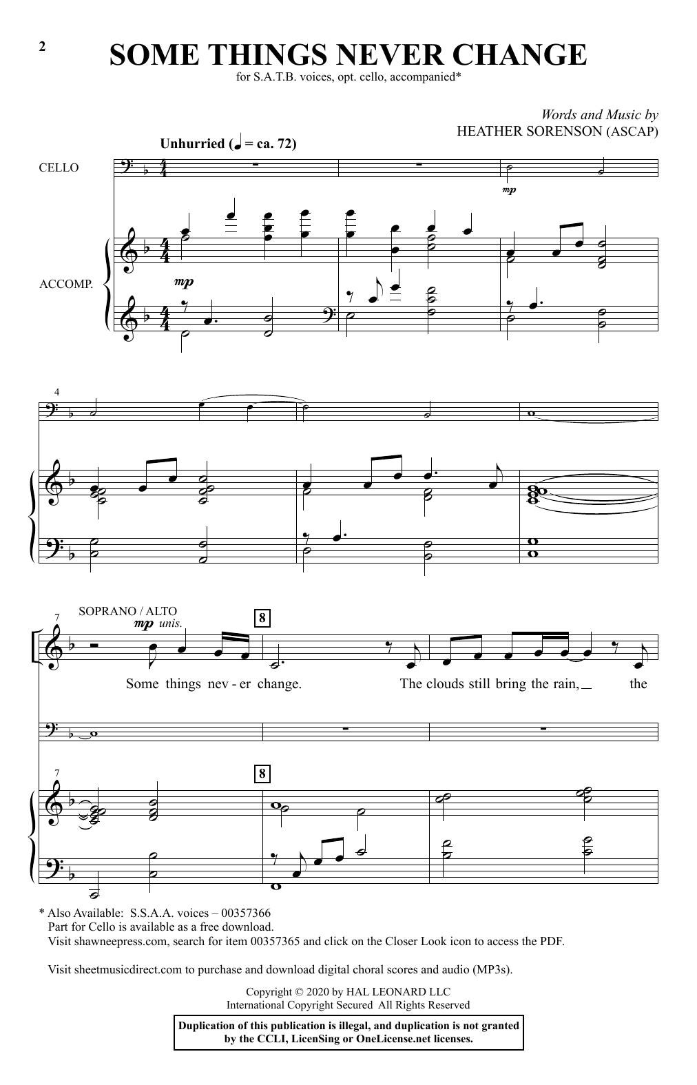 Download Heather Sorenson Some Things Never Change Sheet Music and learn how to play SSA Choir PDF digital score in minutes