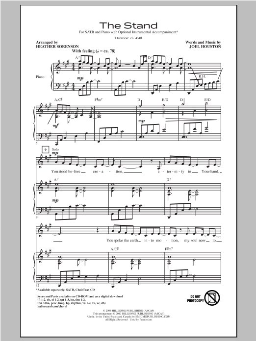 Download Heather Sorenson The Stand Sheet Music and learn how to play SATB PDF digital score in minutes