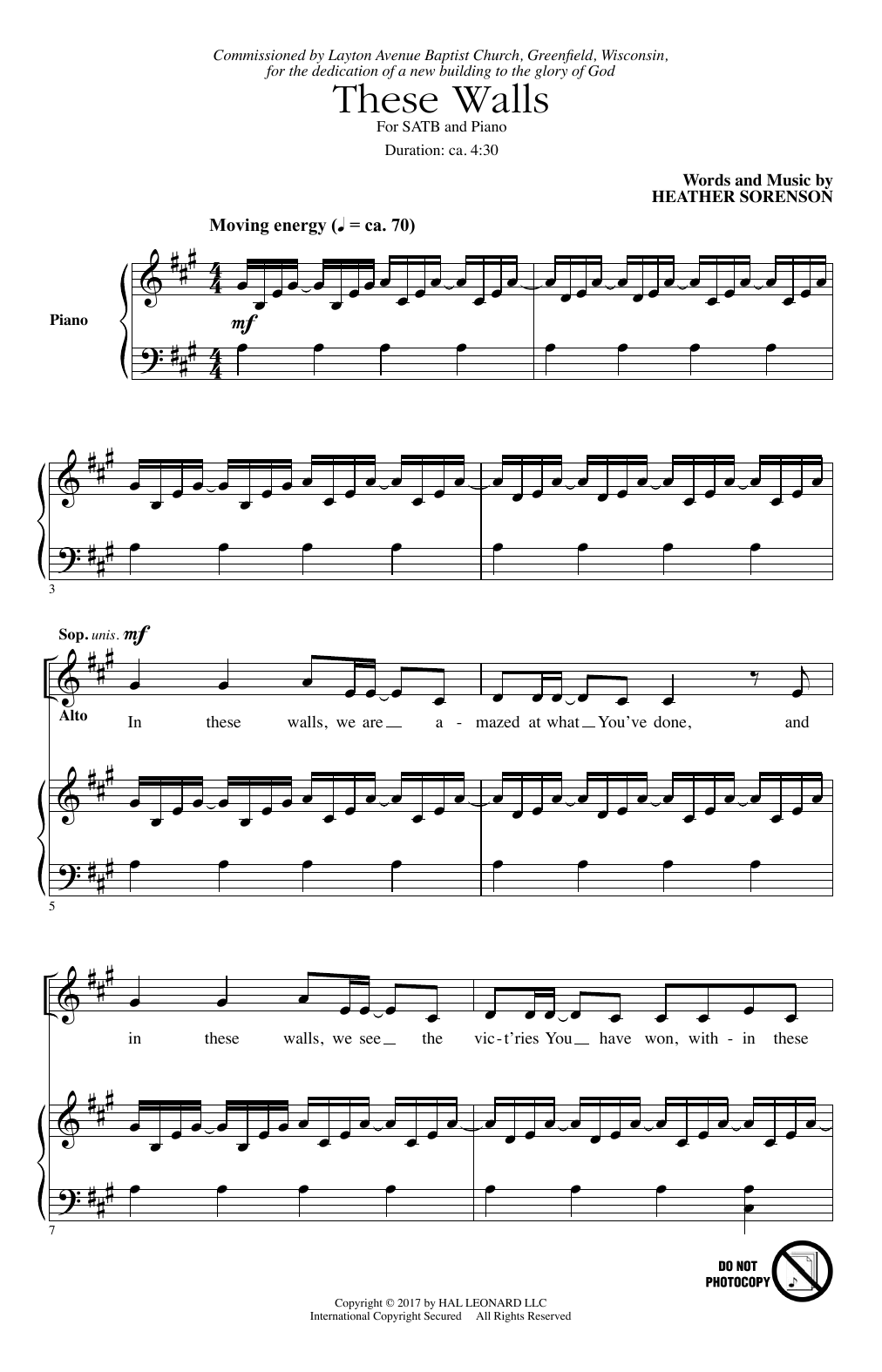 Download Heather Sorenson These Walls Sheet Music and learn how to play SATB PDF digital score in minutes