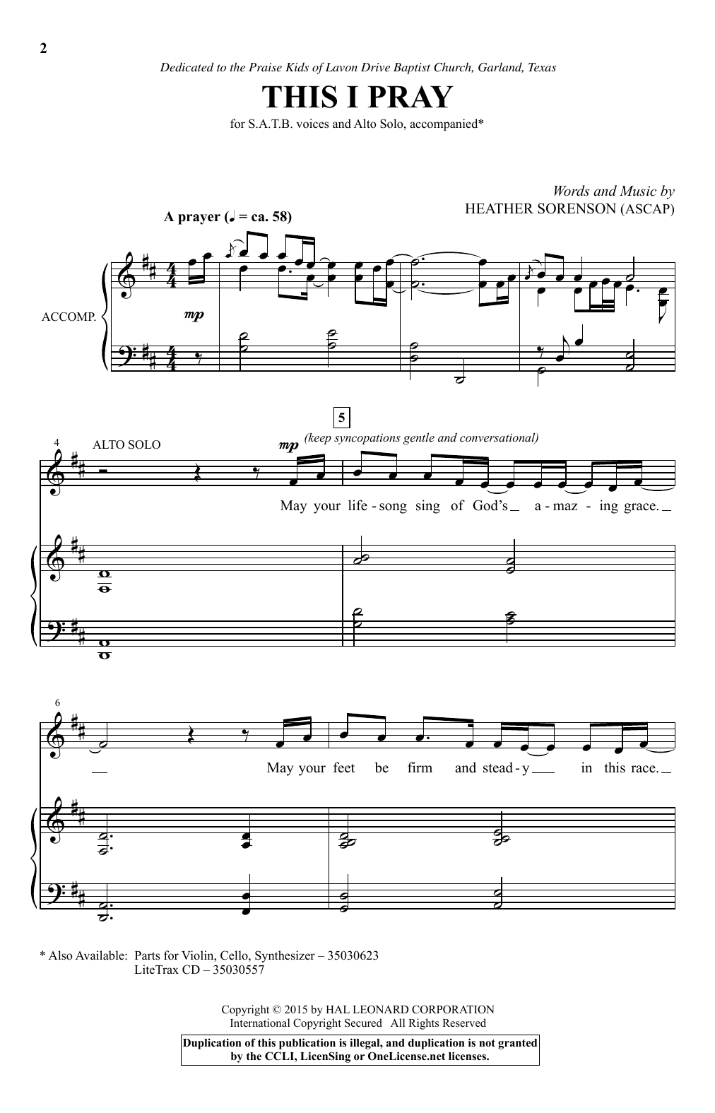 Download Heather Sorenson This I Pray Sheet Music and learn how to play SATB PDF digital score in minutes