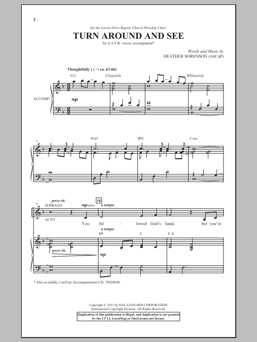 Download Heather Sorenson Turn Around And See Sheet Music and learn how to play SATB PDF digital score in minutes