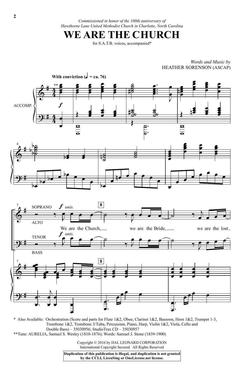 Download Heather Sorenson We Are The Church Sheet Music and learn how to play SATB PDF digital score in minutes