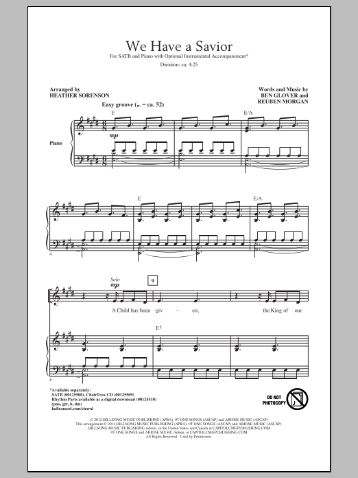 Download Heather Sorenson We Have A Savior Sheet Music and learn how to play SATB PDF digital score in minutes
