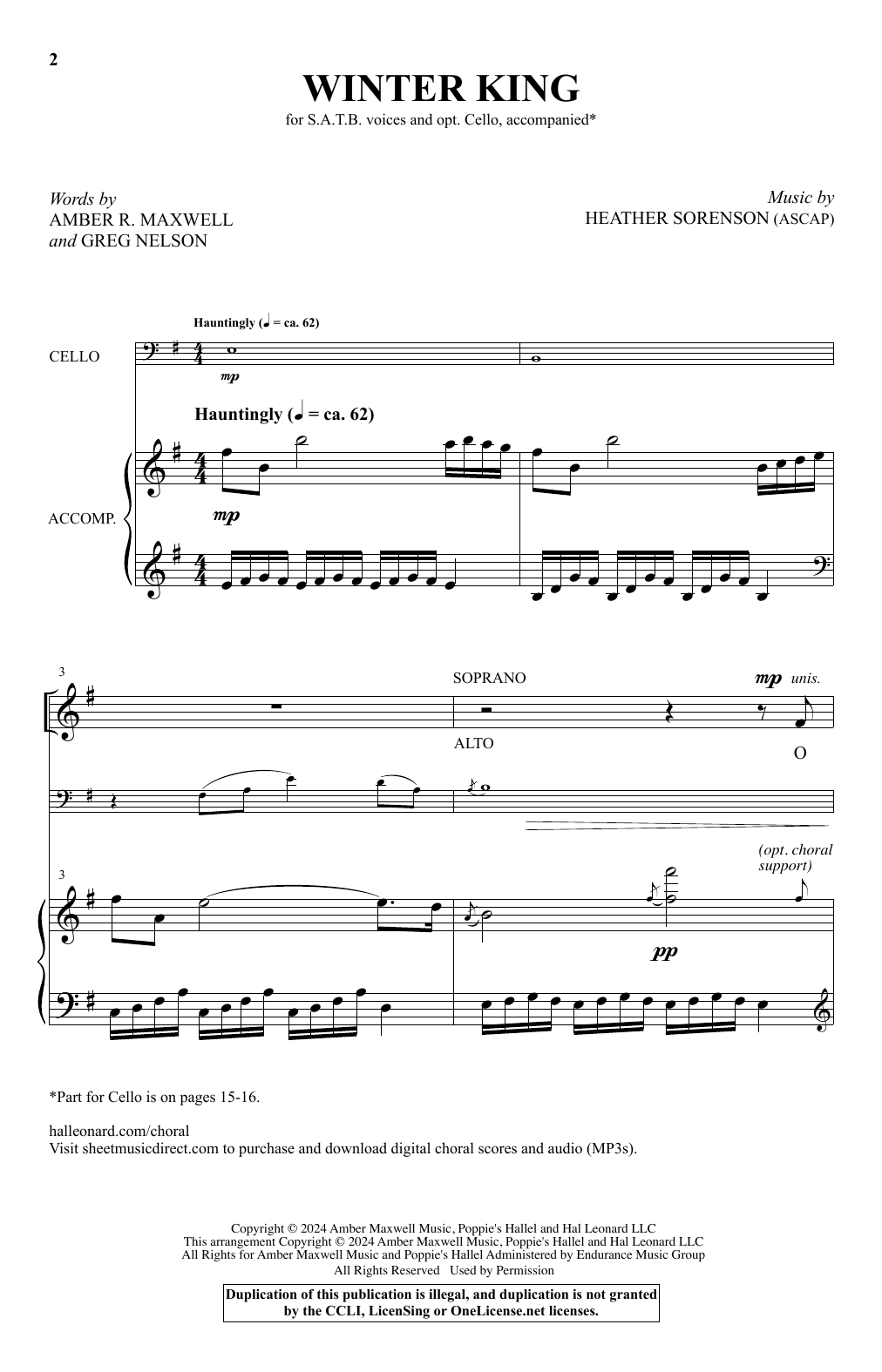 Download Heather Sorenson Winter King Sheet Music and learn how to play SATB Choir PDF digital score in minutes