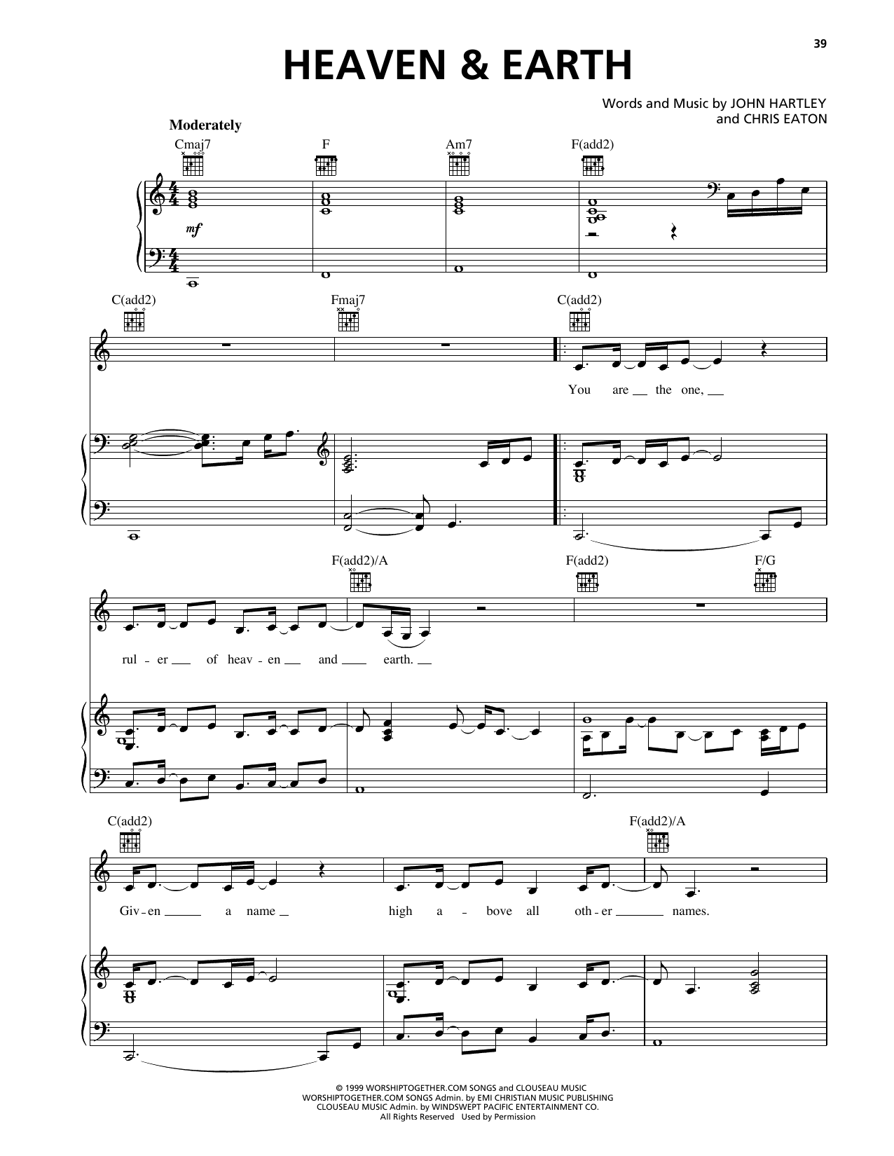 Download Heaven & Earth Heaven And Earth Sheet Music and learn how to play Piano, Vocal & Guitar Chords (Right-Hand Melody) PDF digital score in minutes