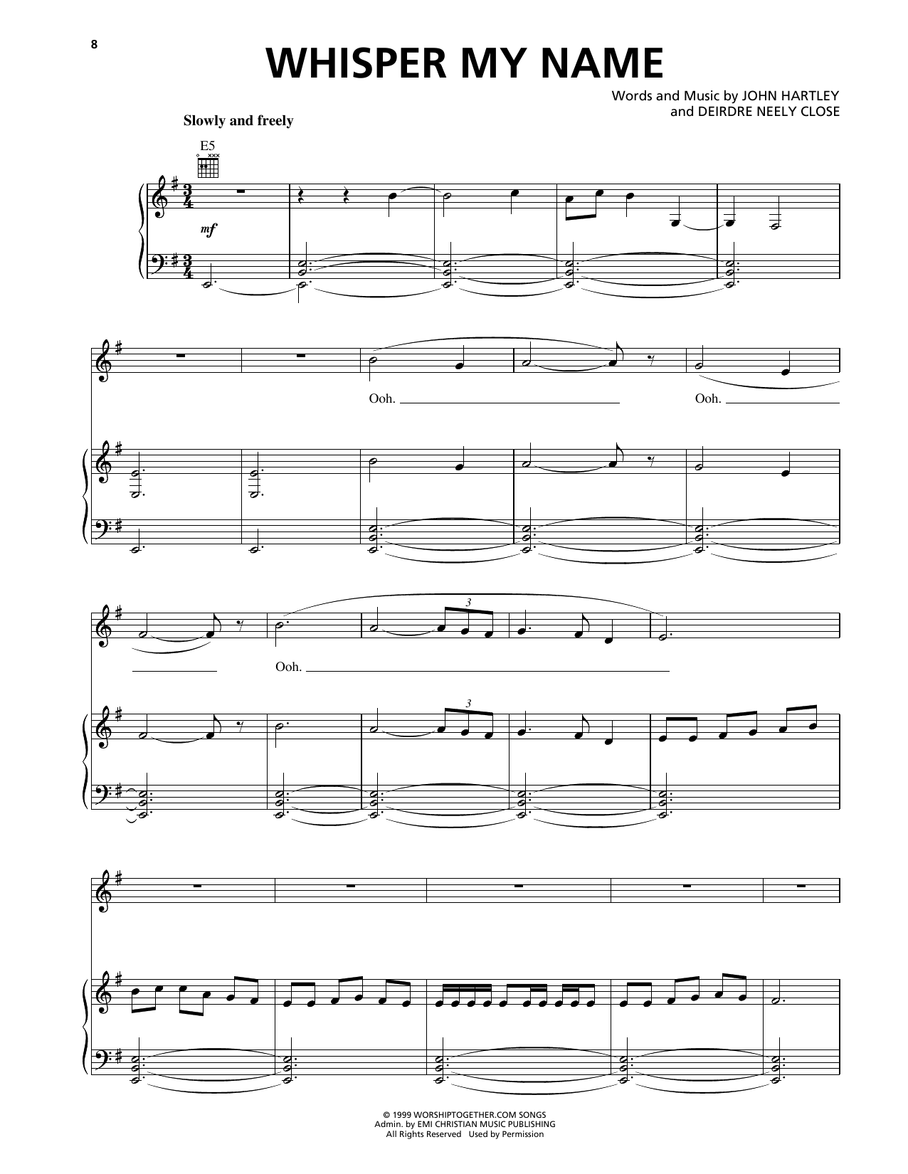 Download Heaven & Earth Whisper My Name Sheet Music and learn how to play Piano, Vocal & Guitar Chords (Right-Hand Melody) PDF digital score in minutes