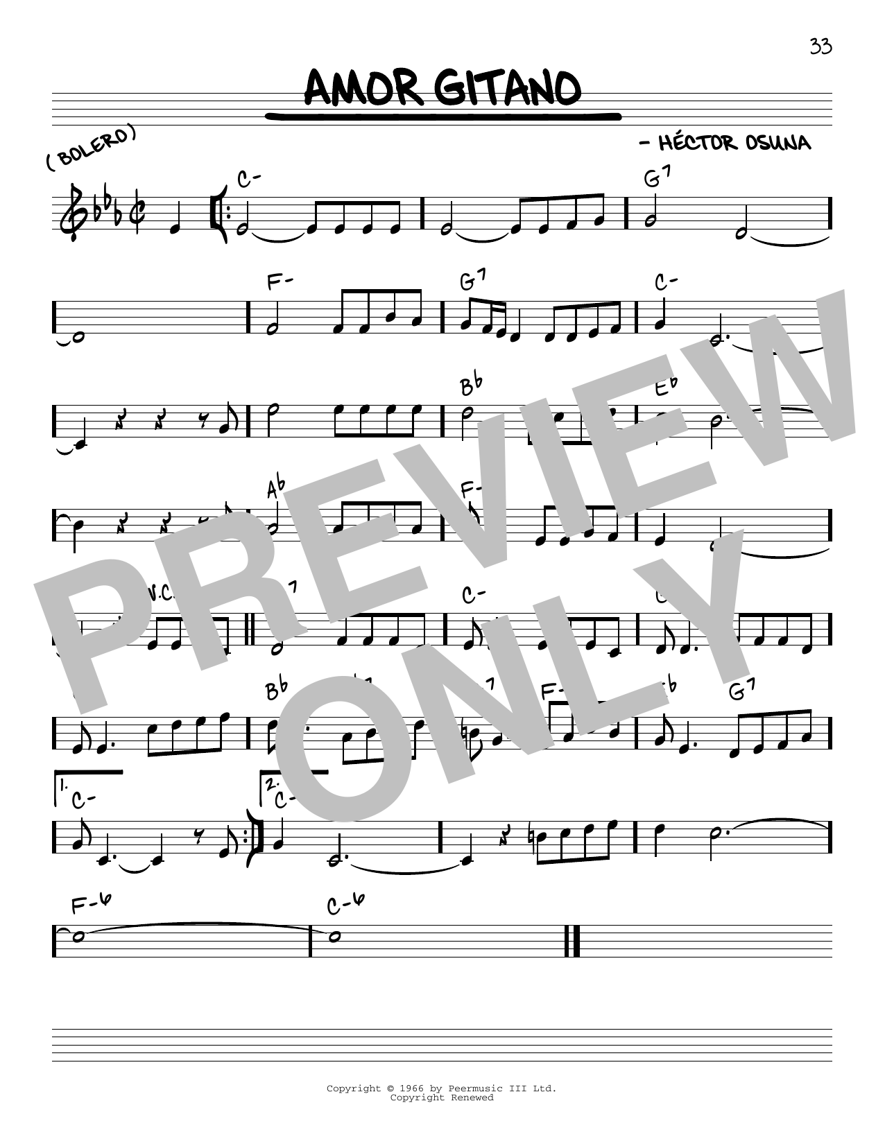 Download Hector Osuna Amor Gitano Sheet Music and learn how to play Real Book – Melody & Chords PDF digital score in minutes