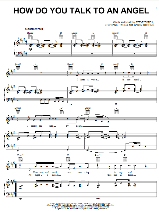 Download Heights How Do You Talk To An Angel Sheet Music and learn how to play Piano, Vocal & Guitar (Right-Hand Melody) PDF digital score in minutes